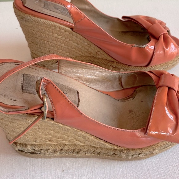 Valentino Pink Patent Leather Wedge 🎀 Bow Espadrilles with Original 📦 Shoe Box - Picture 2 of 16